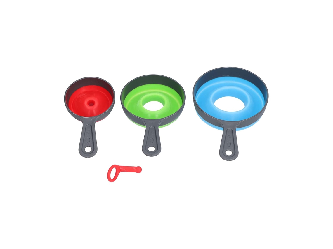 Conjunto De 3 Funis Dobráveis Em Silicone E Abs, Com 3 Tamanhos E Cores Diferentes, Ideais Para Uso Na Cozinha Compactos