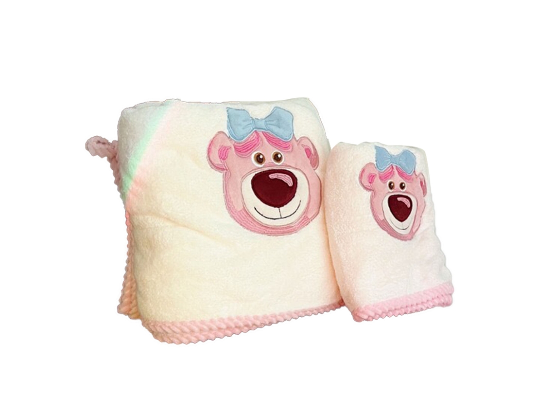 Toalha De Banho Infantil 2 Peças Cartoon Macia Absorvente