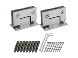 Conjunto De Dobradiças De 90 Graus Para Porta De Box Com Parafusos, 4 Mm De Espessura, Em Aço Inoxidável Para E Vidros De Banheiro, Prateado