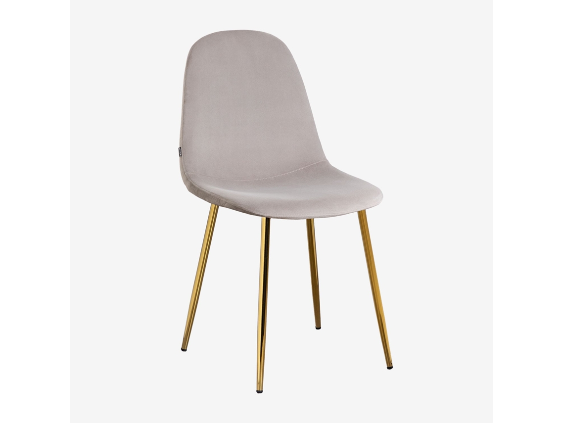 Sklum Pack De 4 Cadeiras De Jantar Glamm Poliéster     Dourado                  Velluto Toupeira                               Veludo