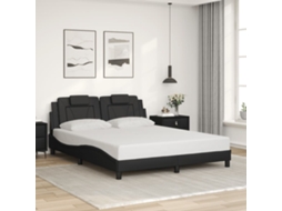 Estrutura Cama C/ Cabeceira 160x200 Cm Couro Artificial Preto