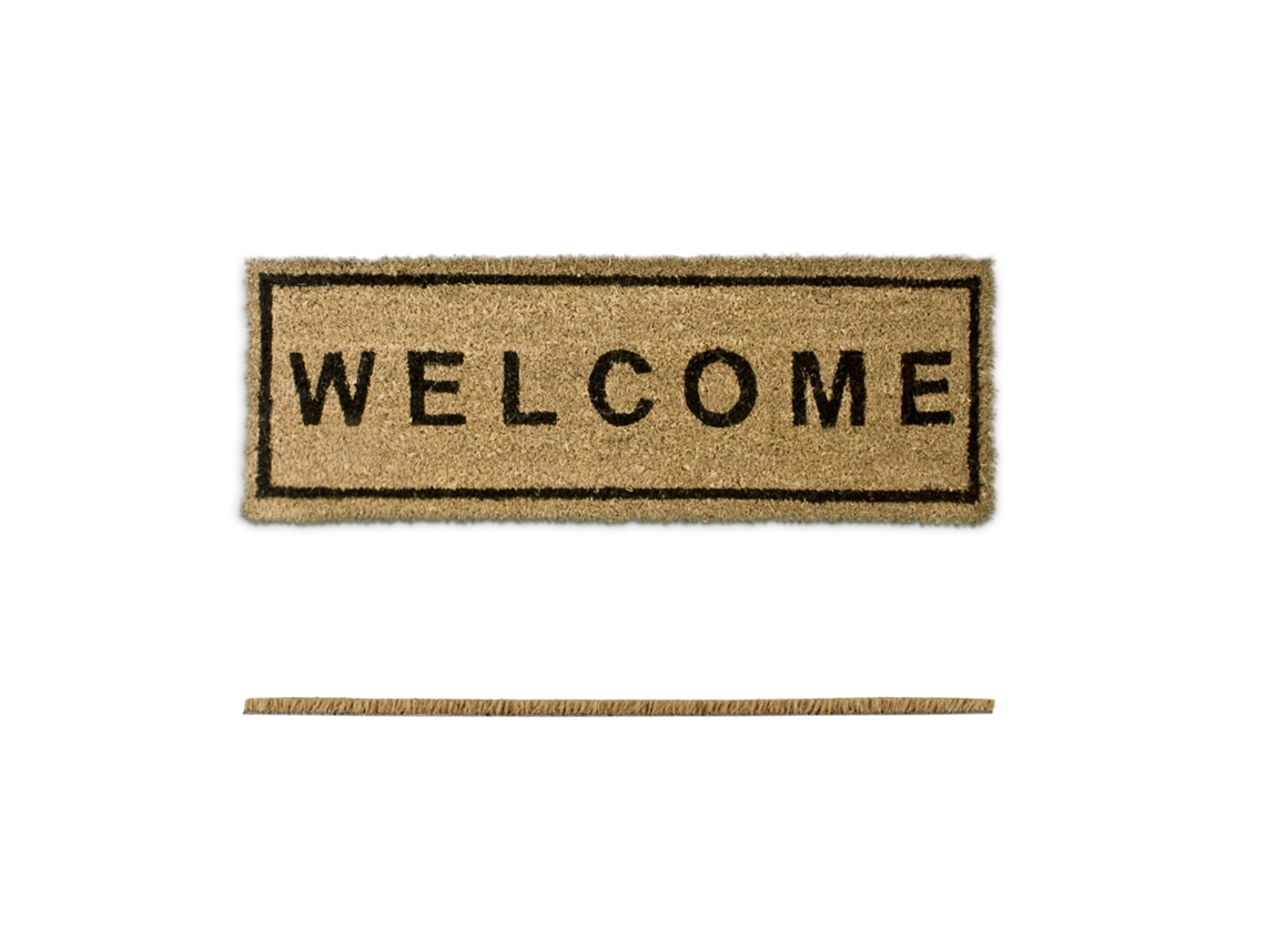 Capacho Welcome 75 X 25 Cm, Capacho de Coco com Base em Pvc Antiderrapante, Ideal para Sujidade, Castanho. RELAXDAYS