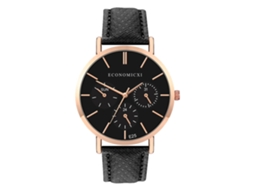 Relógio de Pulso Feminino Fashion Simples de Quartzo com Pulseira Pu Preto