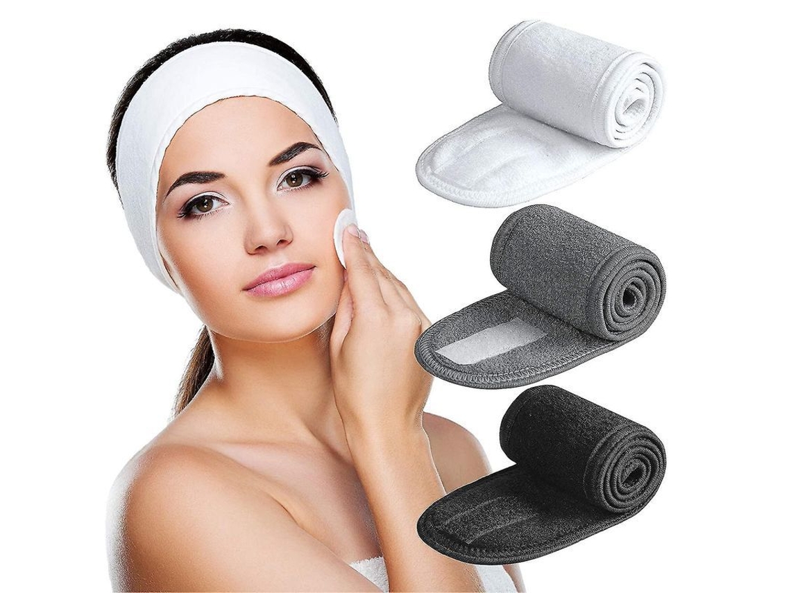 2026 cinta de Cabelo de Spa, 3 Pacotes Ultra Suaves Ajustáveis para Limpeza Facial com Fecho de Velcro, Microfibra Elástica