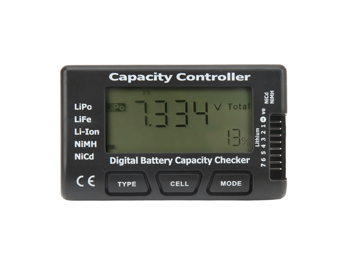 Yuru controlador de Capacidade de Bateria Tester Digital com Display para Li Ion Nicd Nimh Voltmeter Medidor