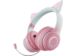 Fones De Ouvido Gamer Com Orelhas Gato Coloridas, Dobráveis, Com Luzes Vibrantes, Bluetooth 5 3, Microfone Removível E