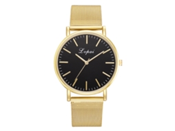 Reloj De Mujer Lvpai Moda Casual Con Correa De Malla De Aleación Dial Oro Negro