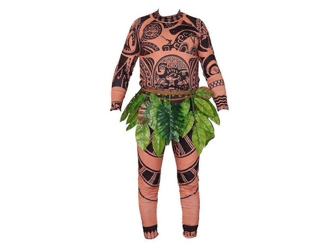 Fantasia Completa Maui Moana Disney para Adultos: Camiseta, Calças E Cinto de Folha - Fantasia de Halloween e Cosplay