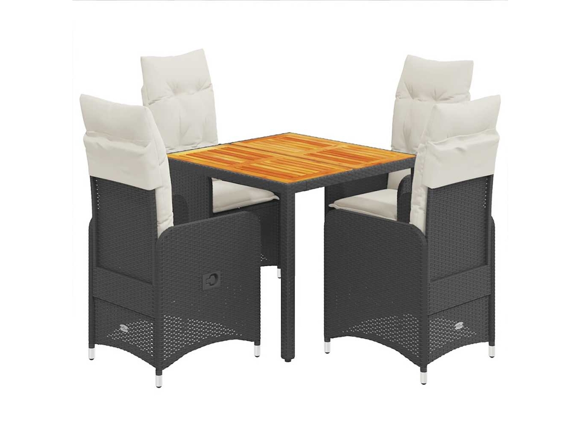 Maison Exclusive - 5 Pcs Conjunto Bistrô De Jardim C/ Almofadões Vime Pe Preto