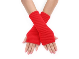 Luvas de Malha Alongar Pulso Sem Dedos Luvas de Inverno Meio Dedo Elásticas Manter Quente Luvas para Meninas Adolescentes Ciclismo Branco TAISHENGDA