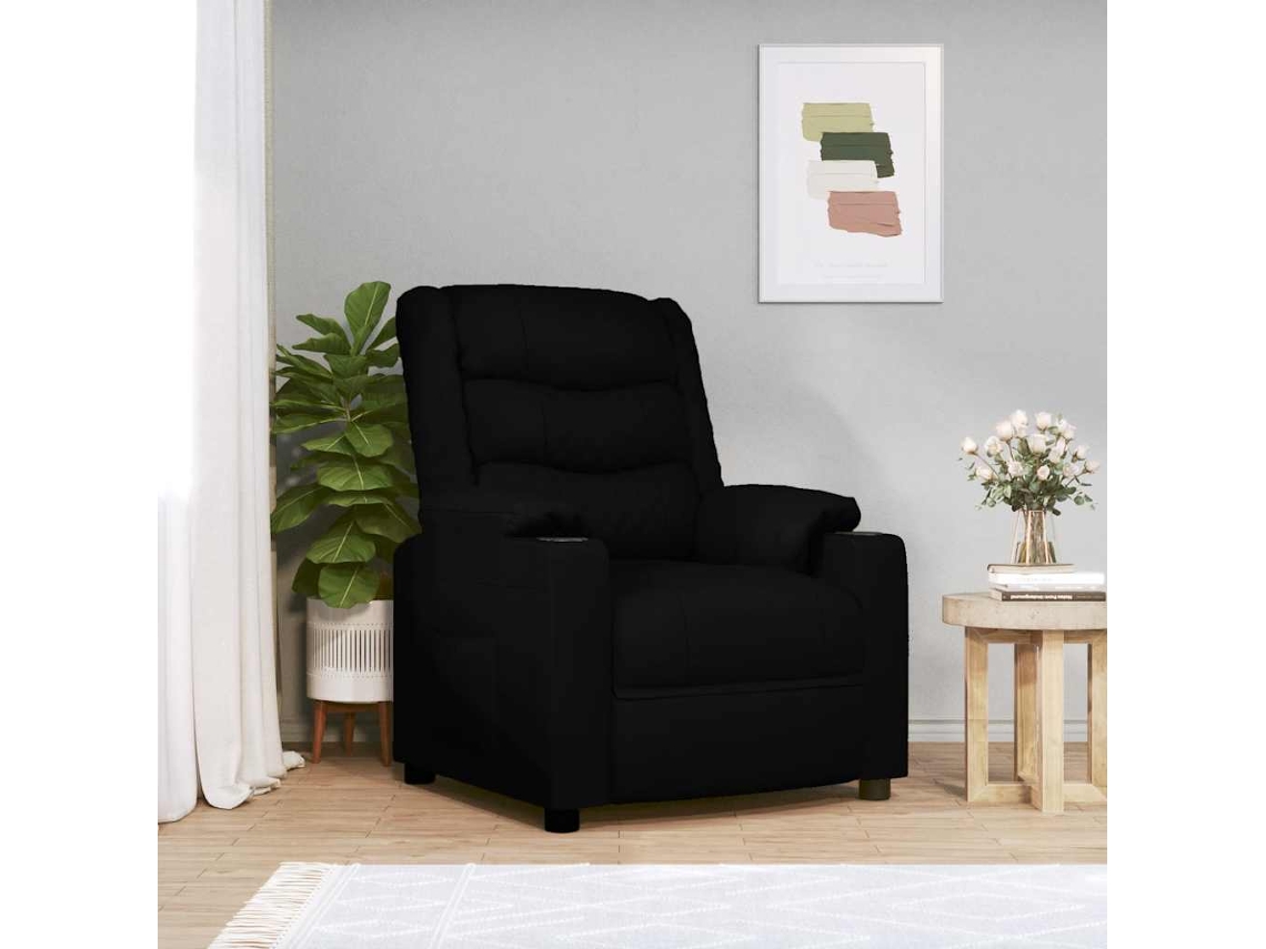 Vidaxl Poltrona De Massagens Elétrica Couro Artificial Preto