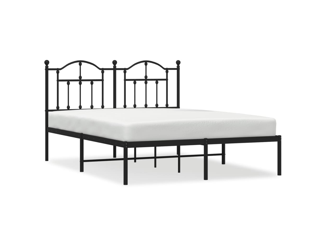 Bed Frame, Bed Frames Vidaxl Preto Aço (140 X 190 Cm)