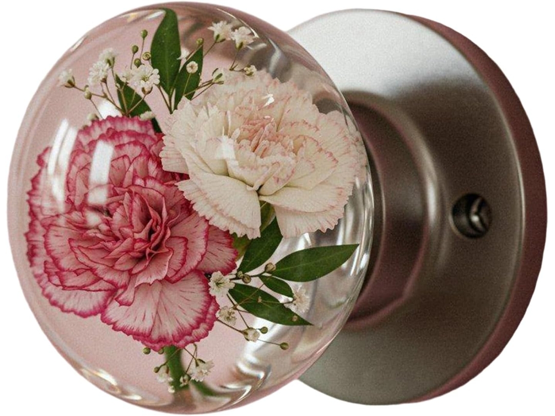 Puxador De Porta Artístico Em Resina Com Design Floral Retrô, Alça Transparente, Decoração Para Quarto Com Inspiração Na