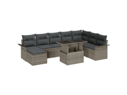Conjunto 9 Móveis De Jardim Vidaxl Cinzento Vime Pe (297,5 X 187,5 X 85 Cm)