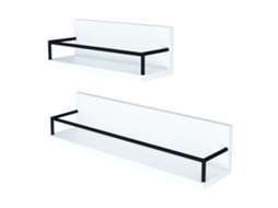 Conjunto de 2 Prateleiras Flutuantes Grue em Aglomerado de Madeira 60X14X14 Cm Branco/Preto [EN.CASA]