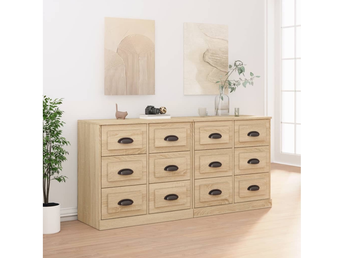 Vidaxl Aparadores 2 Pcs Derivados De Madeira Carvalho Sonoma