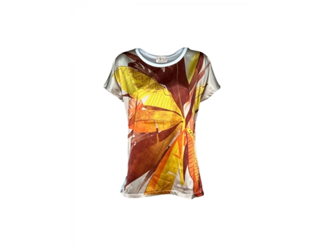 Camiseta feminina de algodão multicolorida muito simples (44)