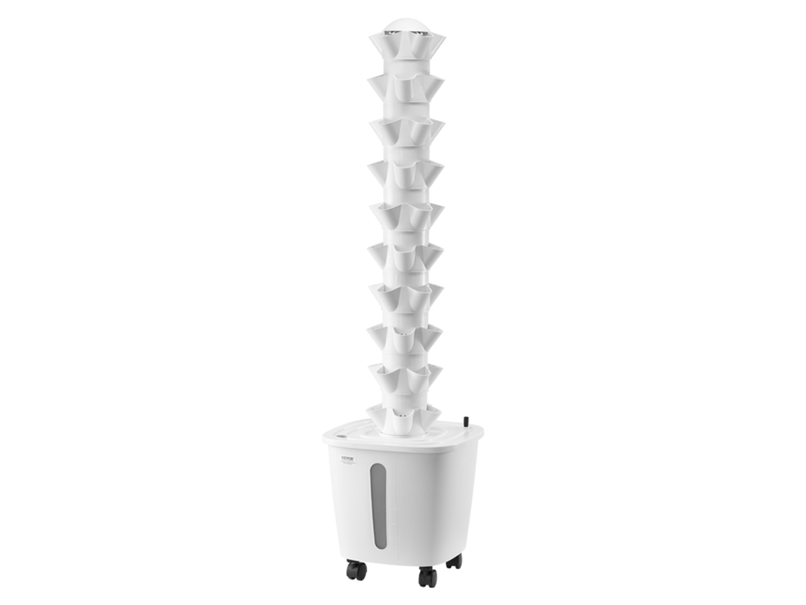 Sistema de cultivo hidropônico Vevor de 10 níveis com 50 cápsulas e rodas, branco