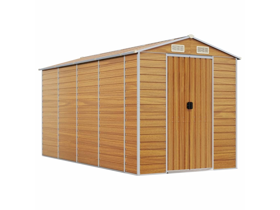 Abrigo De Jardim Vidaxl Marrom Aço ( 191x385x198 Cm)