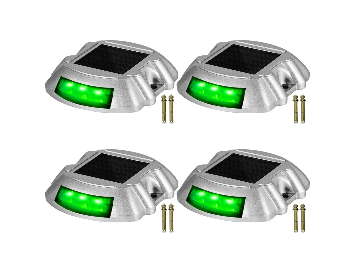 Pacote Com 4 Luzes Solares Para Entrada De Veículos, Luzes De Doca Ip68 Com Interruptor, Na Cor Verde SUNNY SPACES