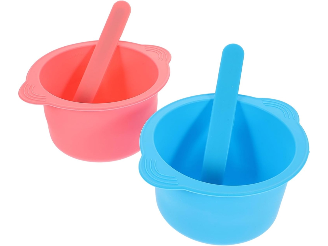 Conjunto de 2 Tigels de Silicone de Alta Temperatura para Derreter Cera e Preparar Máscaras Faciais.