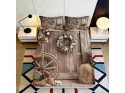 Conjunto de Cama Porta Rústico Microfibra com Estampa 200x25cm S/MARCA