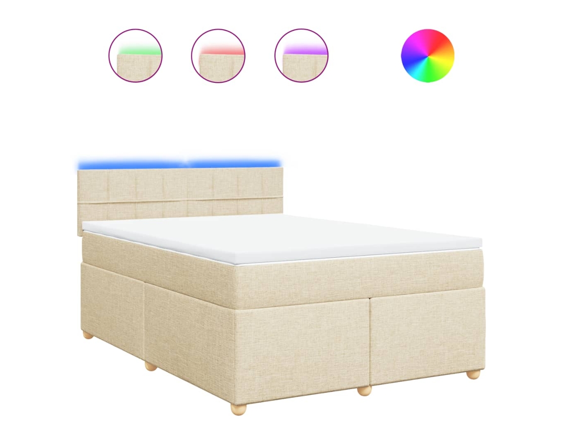 Cama com Molas/colchão 160x200 Cm Tecido Cor Creme MAISON EXCLUSIVE