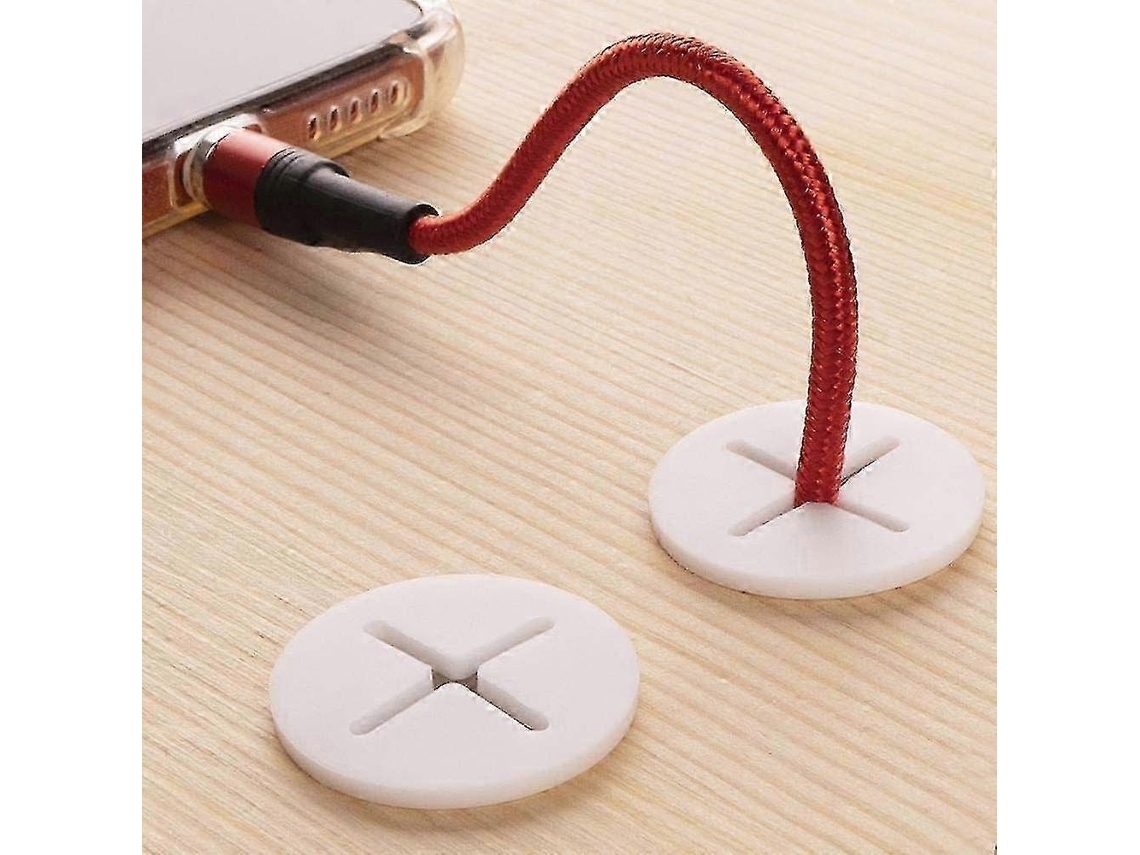 Lurelia Passa-cabos De Mesa, Pack De 10, 20 Mm, 25 Mm, Silicone, Com Tampa, Borracha, Preto, Branco
