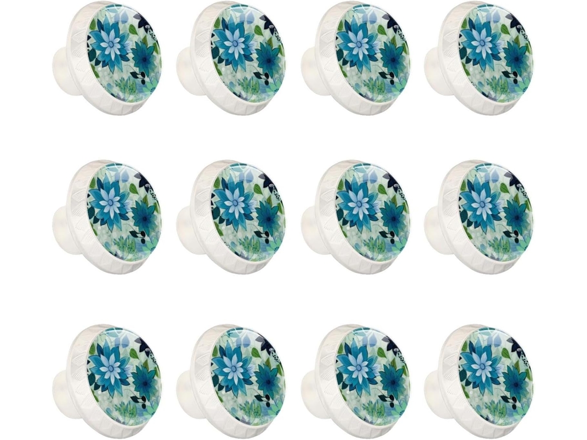 Puxadores E Botões Redondos Para Gavetas Armários, Conjunto De 12 Peças, Design Abstrato Floral, Puxadores Para Portas