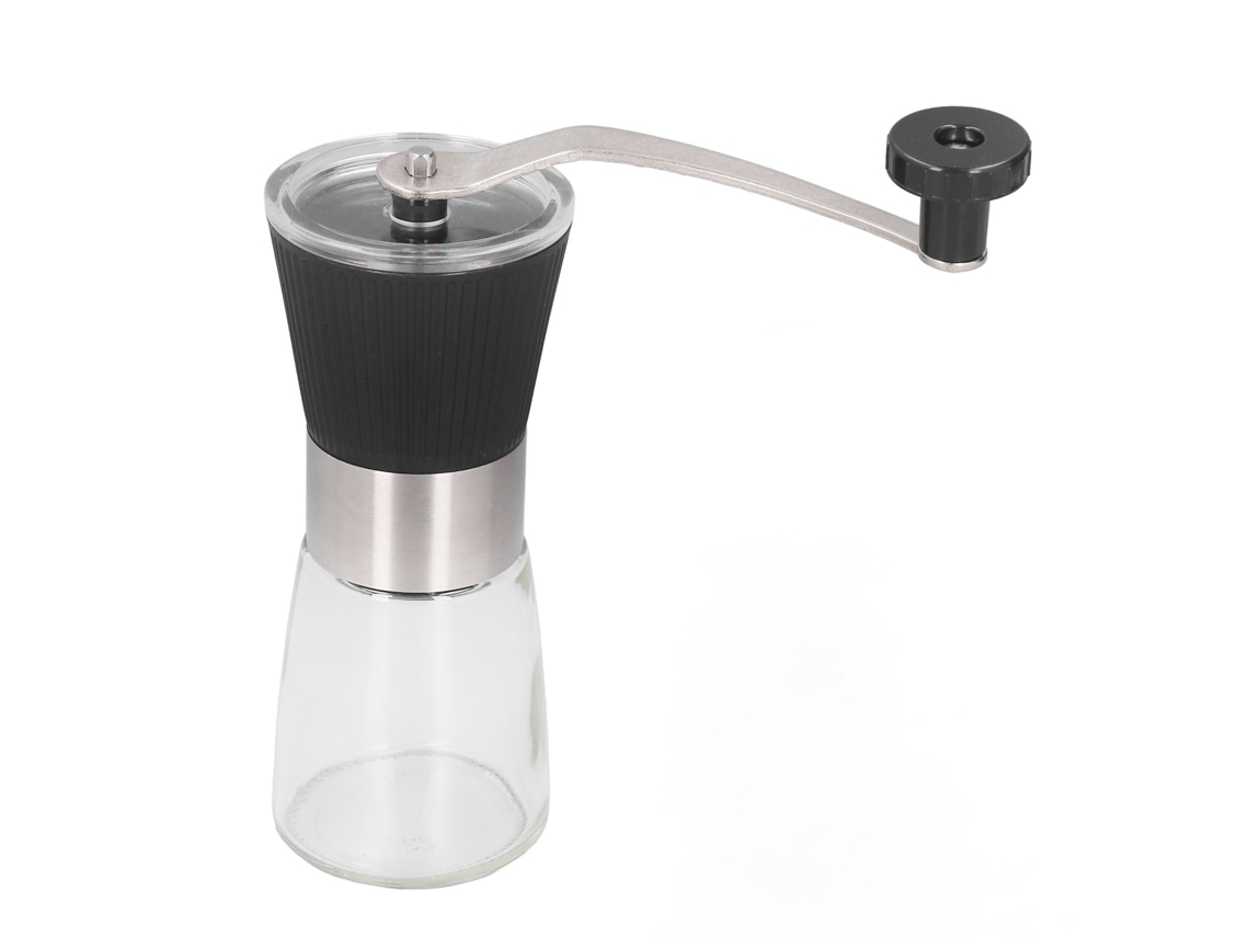 Moedor de café manual de vidro e aço inox com manivela | S/MARCA