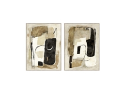 Pintura Home Esprit Preto Bege Abstrato Urbana 90 X 4 X 120 Cm (2 Unidades)