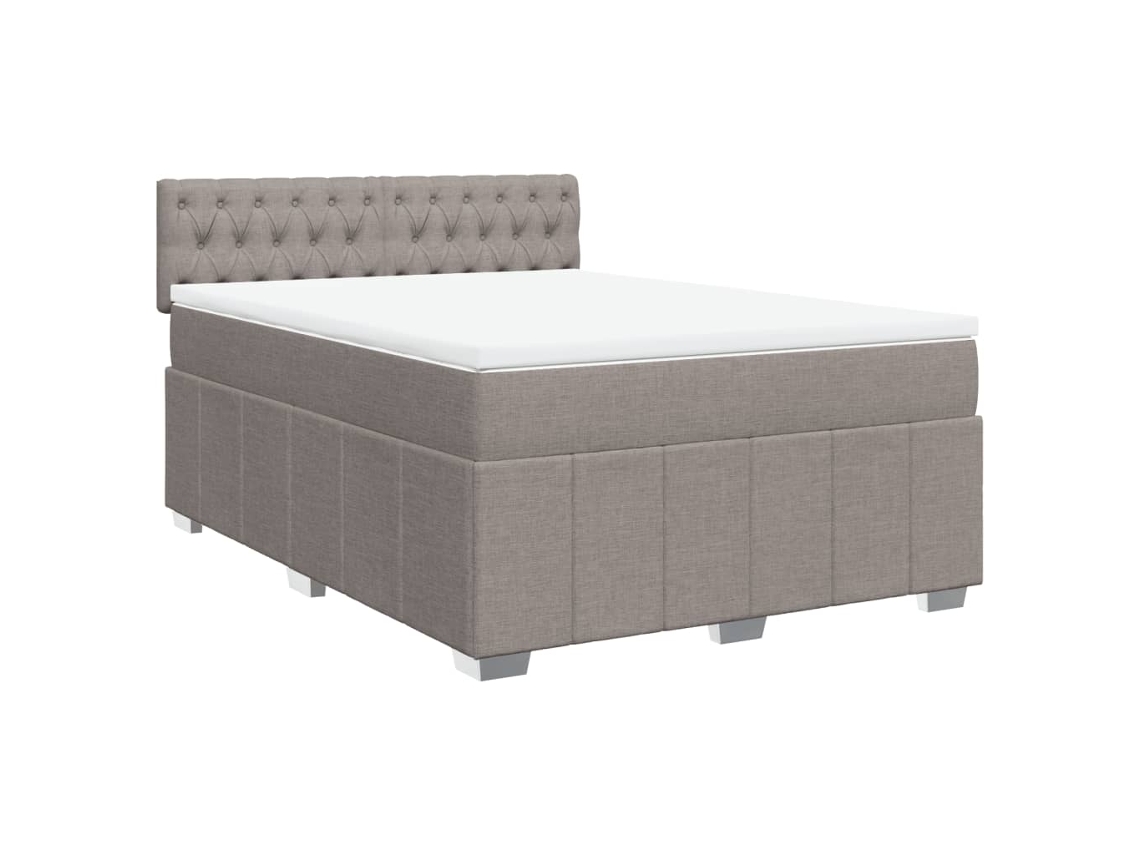 Conjunto 1 Cama Box Spring Vidaxl Marrom-acinzentado Tecido (200 X 144 X 100.5 Cm)