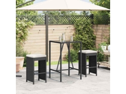 Vidaxl Bancos De Bar Com Almofadões Para Jardim 2 Pcs Vime Pe Preto