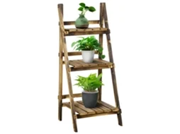 Suporte Para Planta Madeira De Abeto Cor Madeira Carbonizada 40x37x93 Cm Outsunny