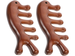 Conjunto de 2 canetas longas de sândalo natural para massagem capilar.