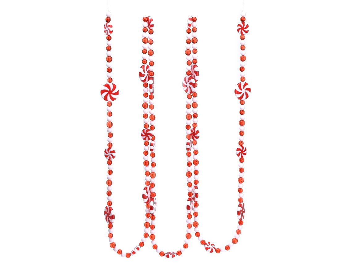 Laxiscreed Cordão De Candy De Natal Em Duas Cores Com Miolo De Menta E Decoração De Vinha Em Acrílico (3m)