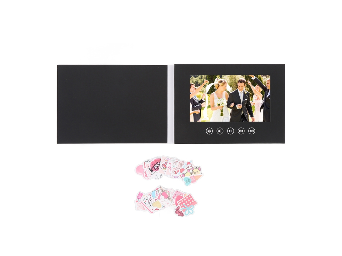 Electronic Greeting Card Lcd Color Screen Customizable Video Brochure For Product Promotion Wedding Anniversary Black 5 Inch LAXISCREED