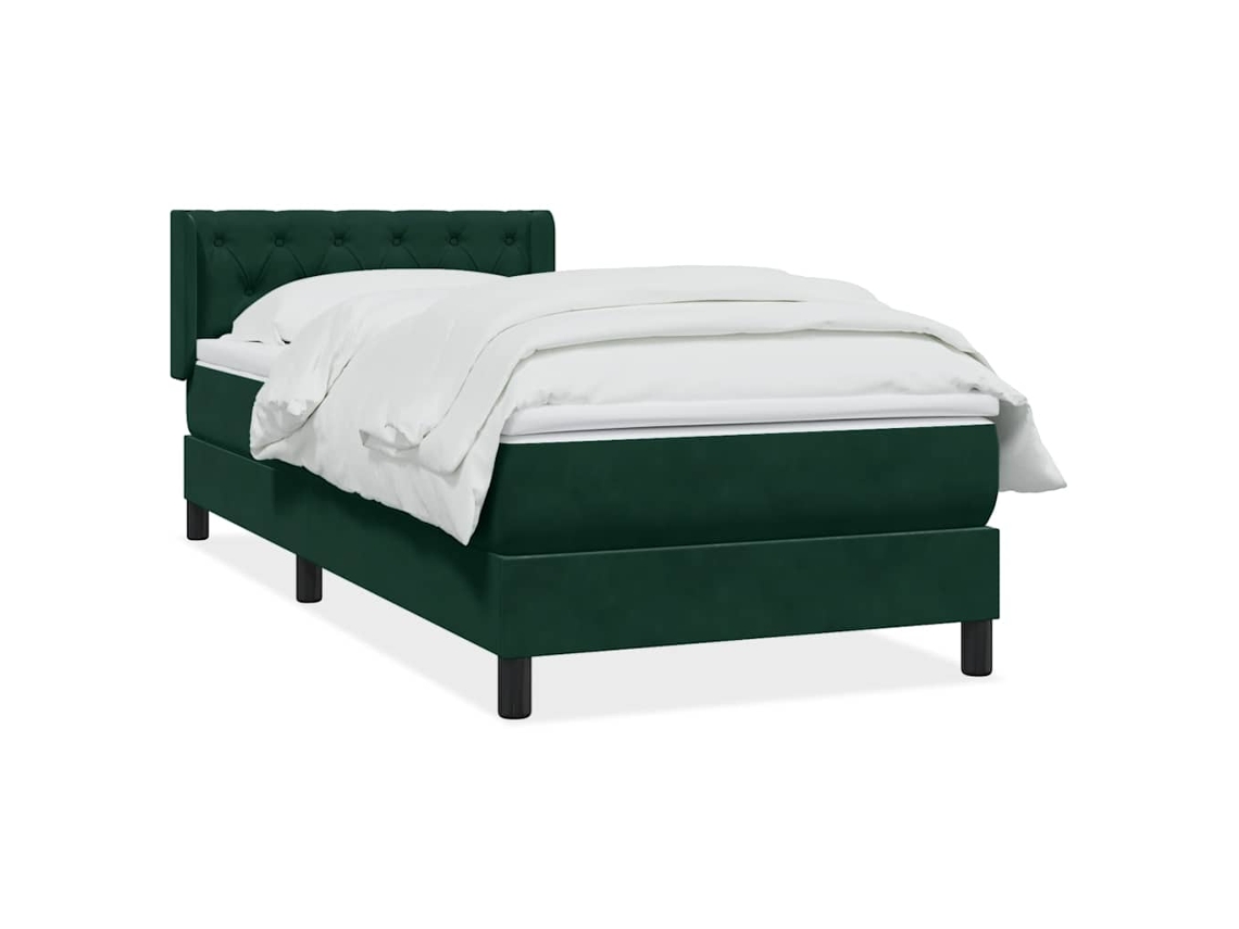 Vidaxl Cama Com Molas/colchão Verde-escuro 80x220 Cm Veludo