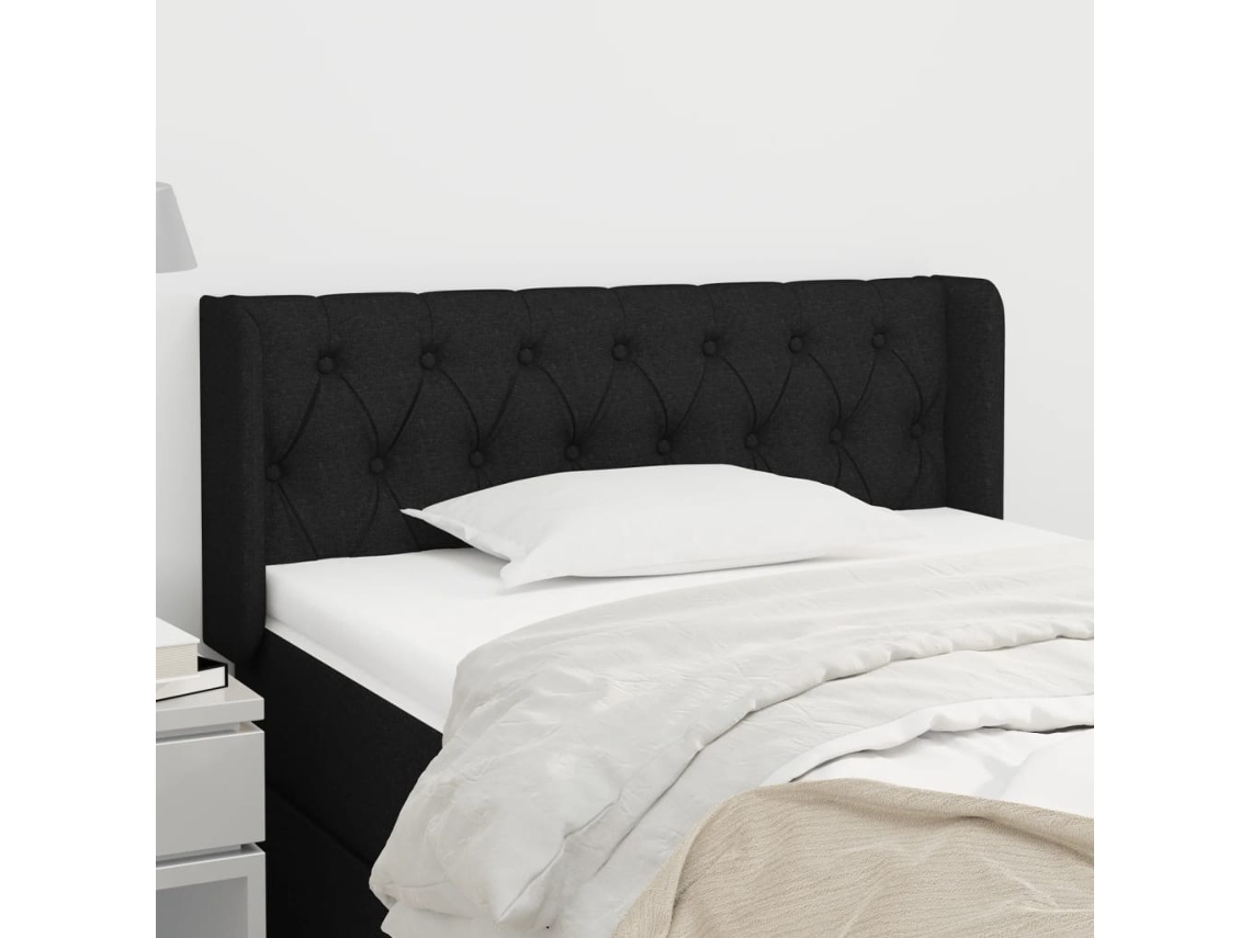 Vidaxl Cabeceira De Cama C/ Abas Tecido 93x16x78/88 Cm Preto