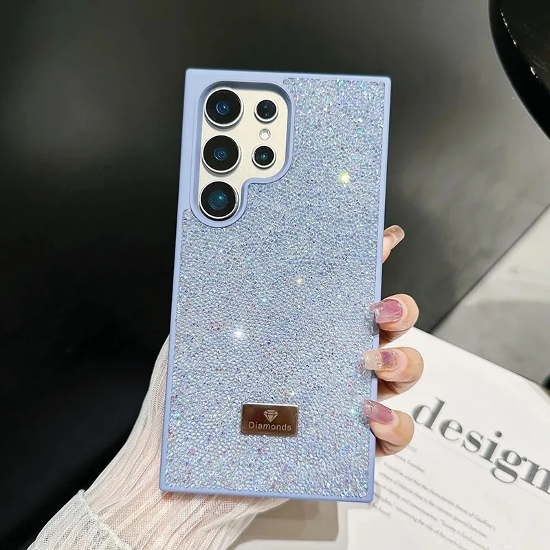 (roxo Claro, Galaxy S25) Capa De Celular Luxuosa Com Diamantes Brilhantes E Proteção Traseira Contra Impactos.