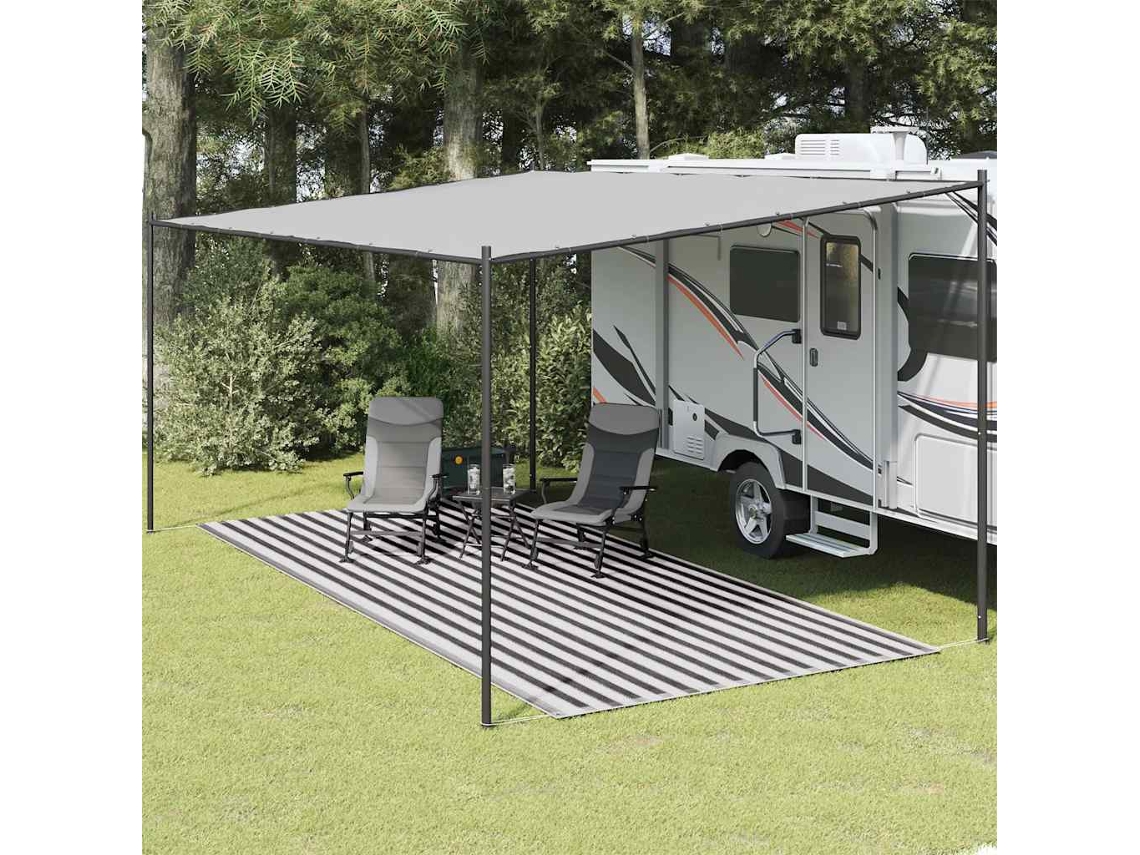 Vidaxl Tapete De Campismo Para Tenda 250x600 Cm Antracite E Branco