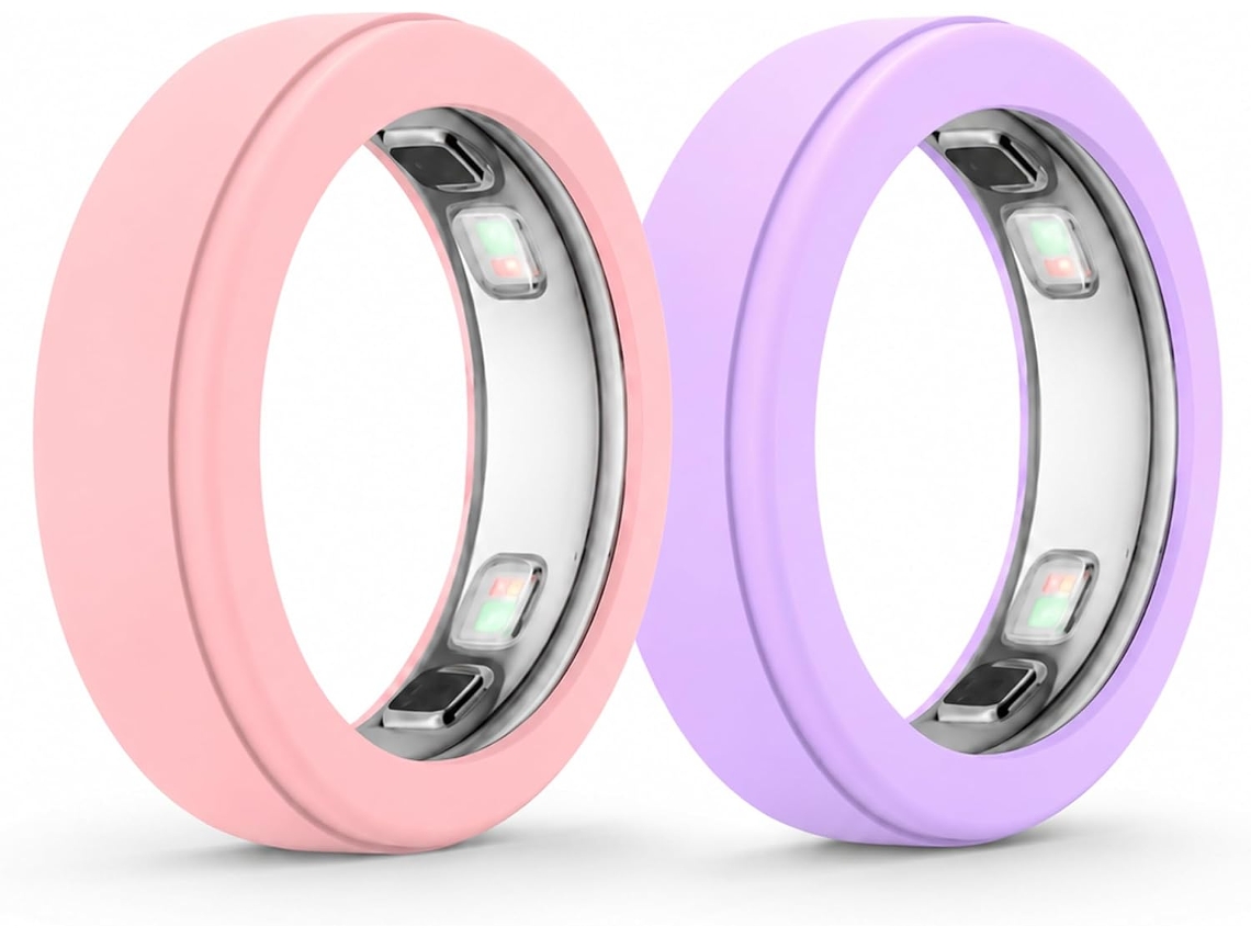 Capa De Silicone Para Oura Ring 5, Protetor Antirriscos Elástico Tamanho M 2peças Rosa/roxo Hexinyigjly