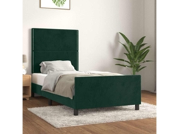 Vidaxl Estrutura De Cama Sem Colchão 90x200 Cm Veludo Verde-escuro