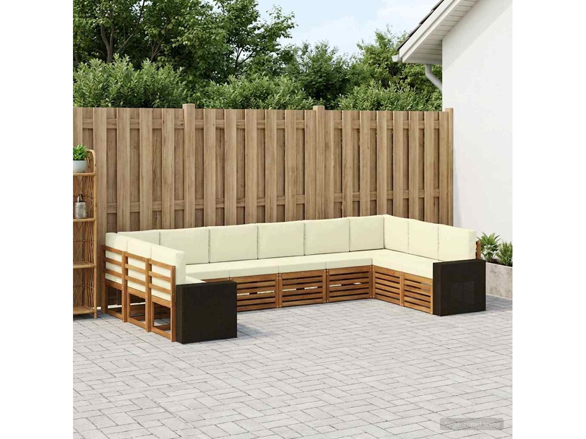 Vidaxl Conjunto De Sofás Para Exterior 10 Pcs Natural E Creme