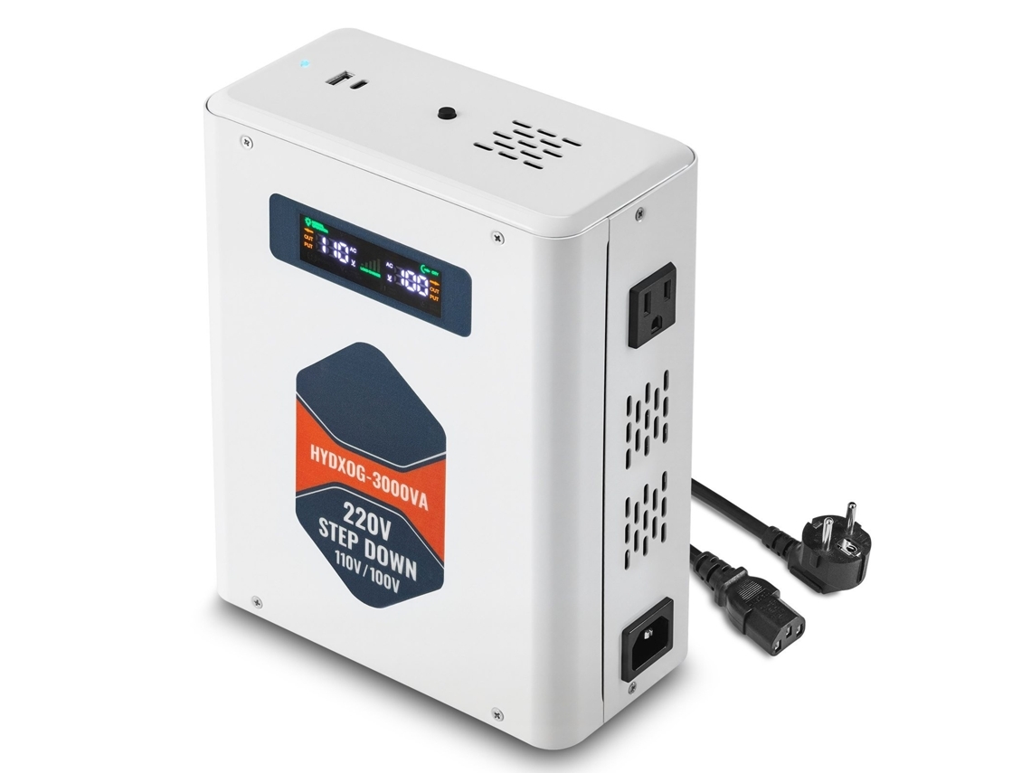 Conversor De Tensão 3000 Va 220v Para 110v Com Usb E Ecrã Lcd - Transformador De Potência Para Equipamentos Tekmaquinas