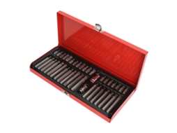 Conjunto de 40 brocas sextavadas anticorrosivas em aço carbono de alta resistência para uso automotivo e doméstico.