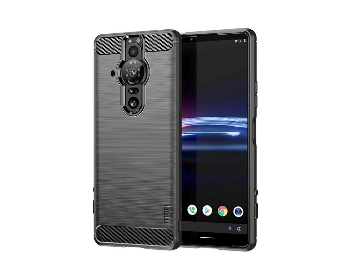 Capa De Tpu Macio Em Fibra De Carbono Escovada Mofi Gentleness Para Sony Xperia Pro-i (azul)