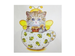 Desenho de Strass com Padrão de Gato Infantil À Mão 3d