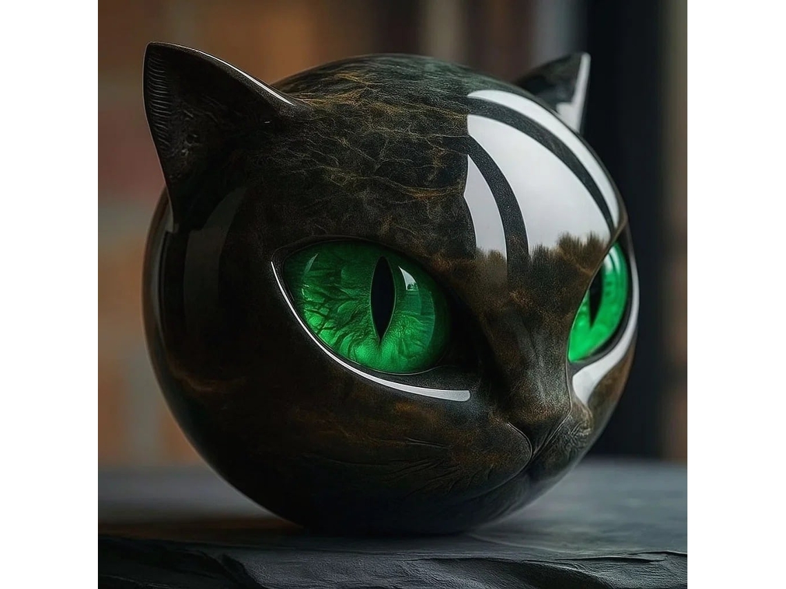 Escultura Luxuosa De Gato Preto Em Pedra, Decoração Elegante Para Casa E Presente Perfeito| Cristais Pedras De Cura Esculpidos À Mão(verde)