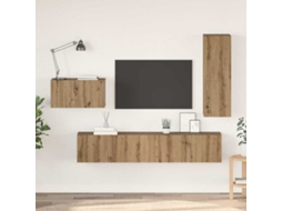 Vidaxl Conjunto de Móvel de Tv com Gaveta 4 Pcs Carvalho Artesanal